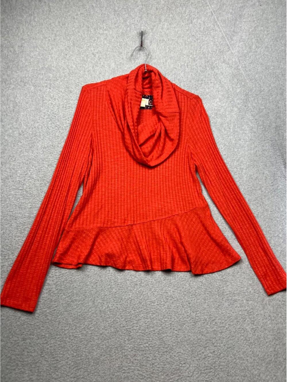 Maeve Anthropologie Womens M Cowl Neck Ribbed Thermal Pullover Sweater Coral